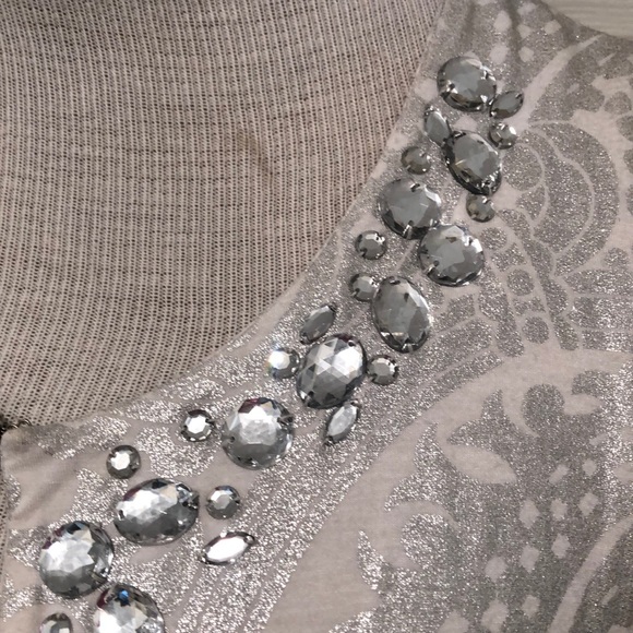 INC Silver Jeweled Keyhole Dress Top - Picture 4 of 8